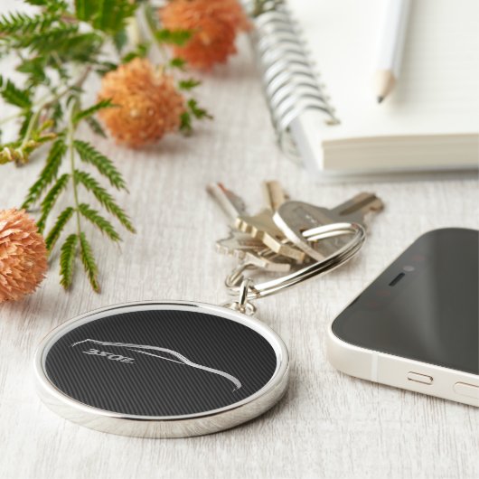 フェイクなカーボン繊維との日産350Zのロゴ キーホルダー (側面)