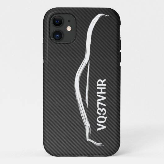フェイクなカーボン繊維との"VQ37VHR" 370z Case-Mate iPhoneケース (裏面)