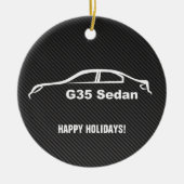 フェイクなカーボン繊維とのG35セダンの白いブラシストローク セラミックオーナメント (正面)