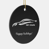フェイクなカーボン繊維とのGENのクーペの白いブラシストローク セラミックオーナメント (右)