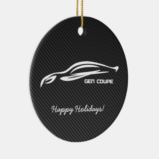 フェイクなカーボン繊維とのGENのクーペの白いブラシストローク セラミックオーナメント (右)