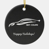 フェイクなカーボン繊維とのGENのクーペの白いブラシストローク セラミックオーナメント (正面)