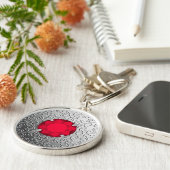 フェイクなガーネット宝石用原石が付いている銀製のダマスク織 キーホルダー (側面)