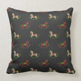 フェイクなクリスマスのchaulkboardの揺り木馬の枕 クッション