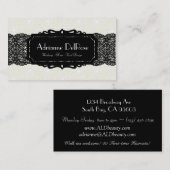 フェイクなクリーム色の黒いレースのフランスのなヴィンテージの名刺 名刺 (正面/裏面)