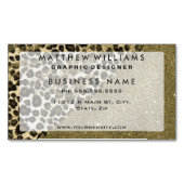 フェイクなグリッターのクラシックなヒョウのプリントブラシストローク マグネット名刺 (正面)