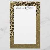 フェイクなグリッターのクラシックなヒョウのプリントブラシストローク 便箋 (正面)