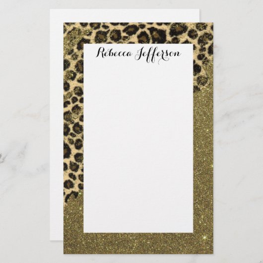 フェイクなグリッターのクラシックなヒョウのプリントブラシストローク 便箋 (正面/裏面)