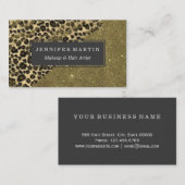 フェイクなグリッターのクラシックなヒョウのプリントブラシストローク 名刺 (正面/裏面)