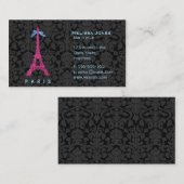 フェイクなグリッターのショッキングピンクのエッフェル塔 名刺 (正面/裏面)