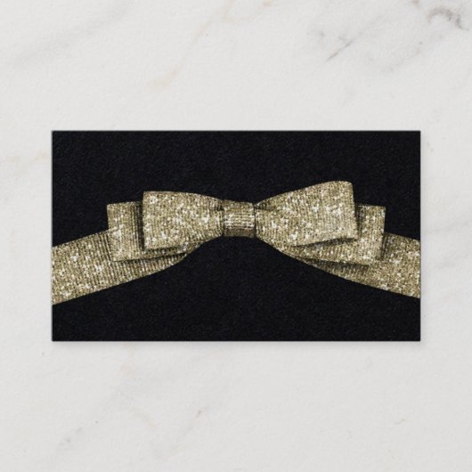 フェイクなグリッターのシンプルのリボン 名刺 (正面)