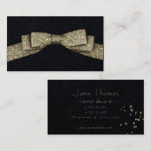 フェイクなグリッターのシンプルのリボン 名刺 (正面/裏面)
