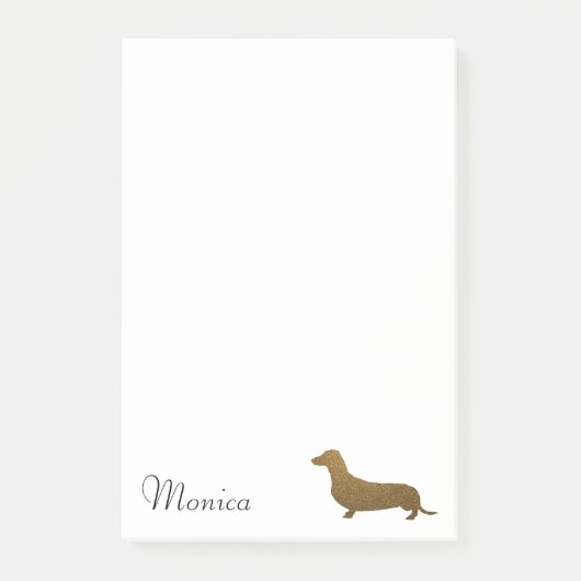 フェイクなグリッターのダックスフントアイコン|名前をカスタムするのテンプレート ポストイット (正面)