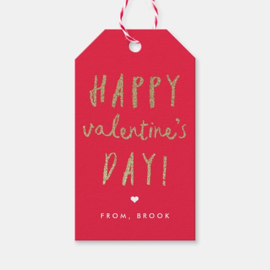 フェイクなグリッターのバレンタインデーのギフトのラベル ギフトタグ (正面)