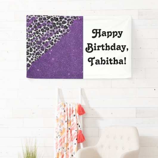 フェイクなグリッターのユキヒョウのプリントブラシストローク 横断幕 (インサイチュ)