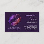 フェイクなグリッターの一見の唇のきらきら光るな文字のメーキャップアーティスト 名刺 (裏面)