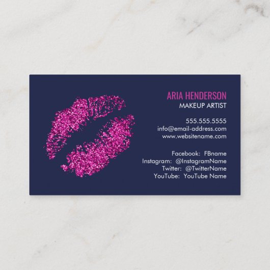 フェイクなグリッターの唇およびきらきら光るなメーキャップアーティスト 名刺 (裏面)