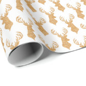 フェイクなグリッターの大きい雄鹿の(雄ジカの)枝角 ラッピングペーパー (ロールコーナー)