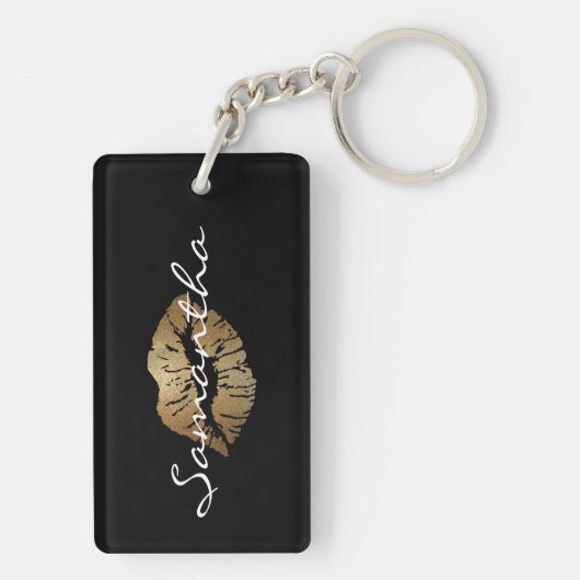 フェイクなグリッターの金ゴールドのキス キーホルダー (裏面)