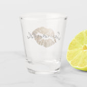 フェイクなグリッターの金ゴールドのキス ショットグラス (裏面)