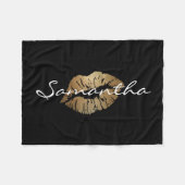 フェイクなグリッターの金ゴールドのキス フリースブランケット (正面(横))