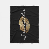 フェイクなグリッターの金ゴールドのキス フリースブランケット (正面)