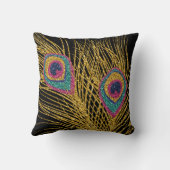 フェイクなグリッターの金ゴールドの孔雀の羽 クッション (裏面)