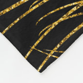 フェイクなグリッターの金ゴールドの孔雀の羽 フリースブランケット (角)