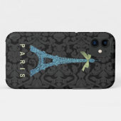フェイクなグリッターの青いエッフェル塔 Case-Mate iPhoneケース (裏面(横))