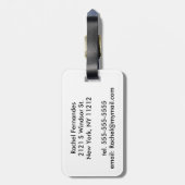 フェイクなグリッターの"花嫁"のタイポグラフィおよびダイヤモンド指輪 ラゲッジタグ (裏面縦)