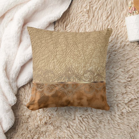 フェイクなタンの革及びスエードの質のデザイン クッション (ブランケット)