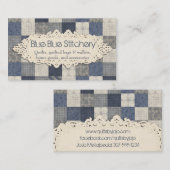 フェイクなデニムの青いクリーム色のキルティングのquilterパターン 名刺 (正面/裏面)