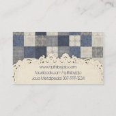 フェイクなデニムの青いクリーム色のキルティングのquilterパターン 名刺 (裏面)