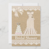 フェイクなバーラップのレースの結婚式のブライダルシャワーの招待状 招待状 (正面)