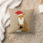 フェイクなバーラップの枕のクリスマスのキツネ クッション (ブランケット)