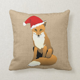 フェイクなバーラップの枕のクリスマスのキツネ クッション