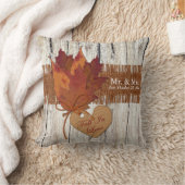 フェイクなバーラップ、木は、ハートを枕を結婚することを去ります クッション (ブランケット)