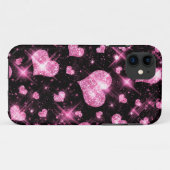 フェイクなピンクのグリッターのハート Case-Mate iPhoneケース (裏面(横))