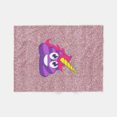 フェイクなピンクのグリッターのEmojiのユニコーンのウンチ毛布 フリースブランケット (正面(横))