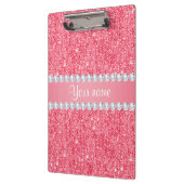 フェイクなピンクのスパンコールおよびダイヤモンド クリップボード (左)