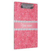 フェイクなピンクのスパンコールおよびダイヤモンド クリップボード (右)