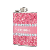 フェイクなピンクのスパンコールおよびダイヤモンド フラスク (左)