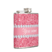 フェイクなピンクのスパンコールおよびダイヤモンド フラスク (右)