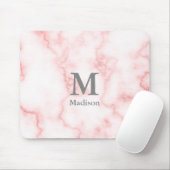 フェイクなピンクの大理石にあなたの名前およびモノグラムを加えて下さい マウスパッド (マウス)
