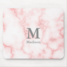 フェイクなピンクの大理石にあなたの名前およびモノグラムを加えて下さい マウスパッド