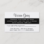 フェイクなホイルのはっきりしたなサロンの紹介カード-白の金ゴールド 紹介カード (裏面)