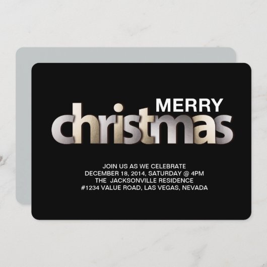 フェイクなホイルのクリスマスの休日のパーティの招待状 招待状 (正面/裏面)
