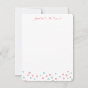 フェイクなミントおよびピンクのグリッターの紙吹雪Notecards ノートカード