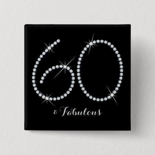 フェイクなラインストーンの第60誕生日 缶バッジ (正面)