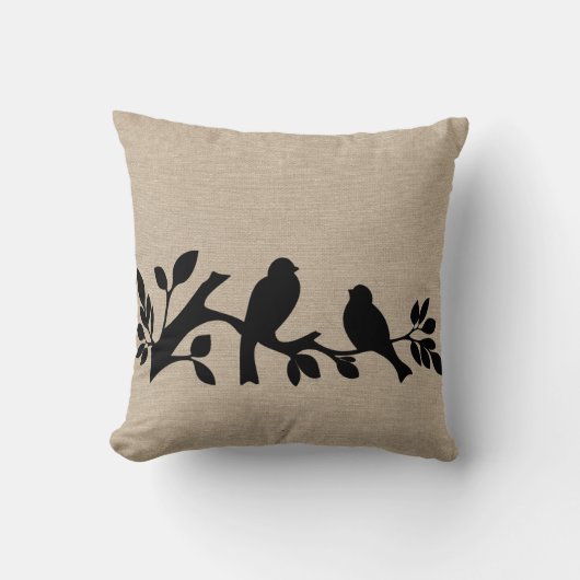 フェイクなリネンバーラップの素朴でシックなジュート愛鳥のpatt クッション (正面)